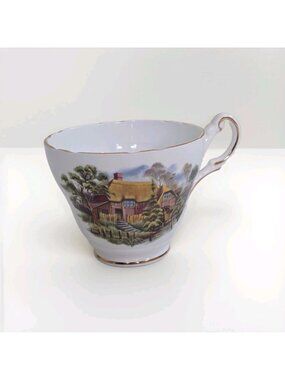 Vintage Regency Bone China England Teacup – Country Cottage Watermill Landscape